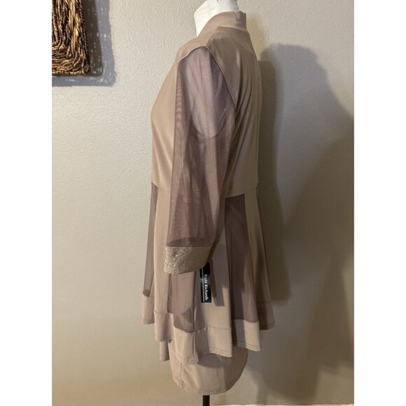 R & M RICHARDS PM Taupe Brown Jacket Dress Shimmer Wedding Party Cruise NEW - Picture 8 of 16